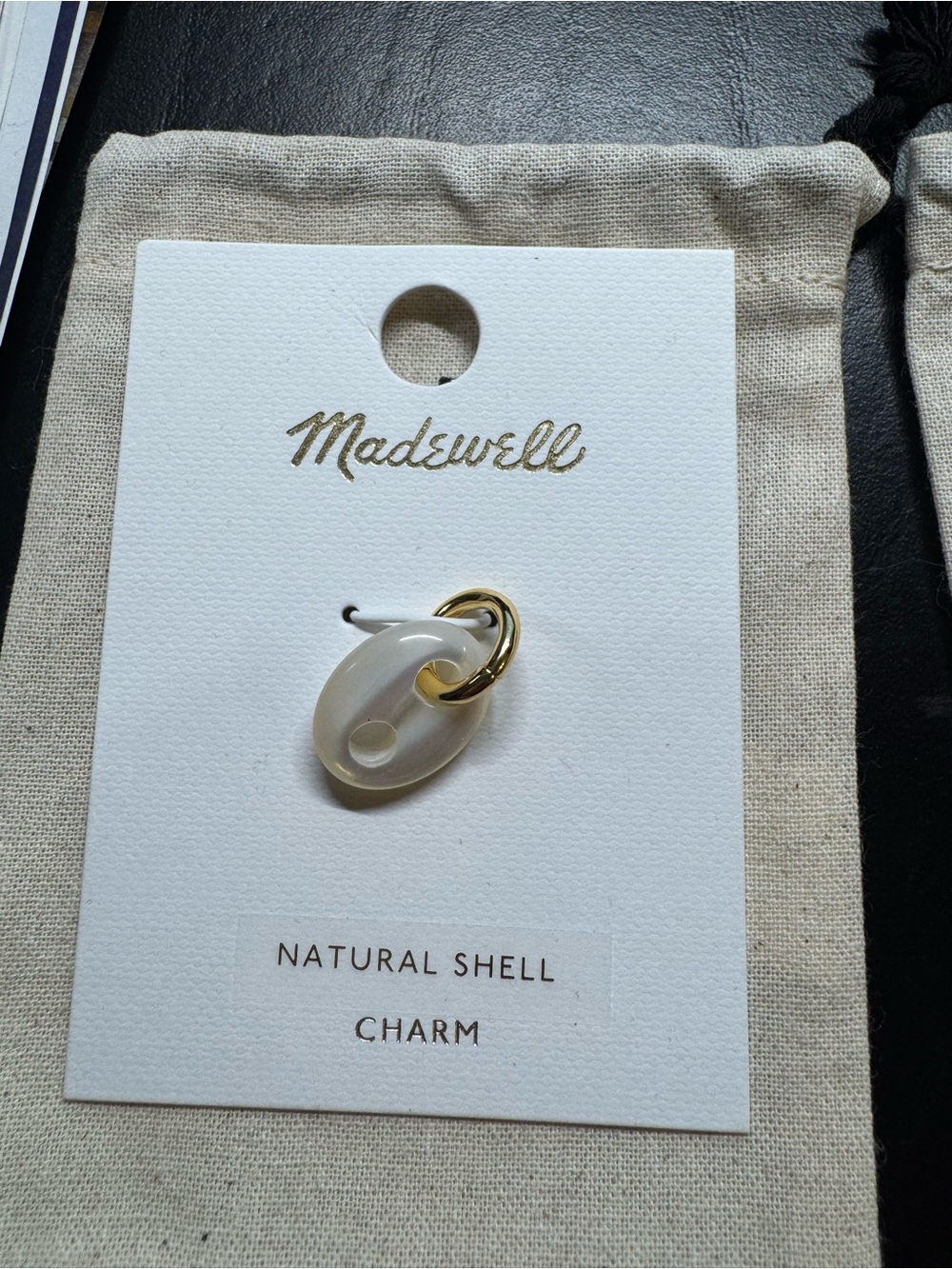 Madewell Mother of Pearl Natural Shell Mariner Link Charm with Gold Loop